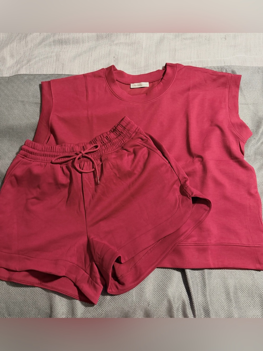 NWOT Zenana scuba knit set in Cabernet
